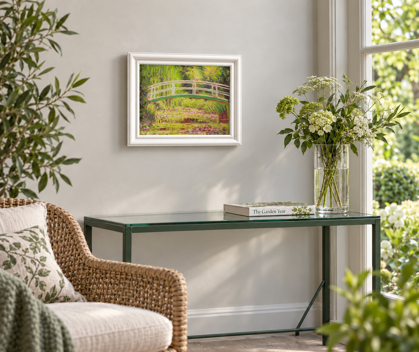 Bridge over a Lily Pond Garden Oil Painting