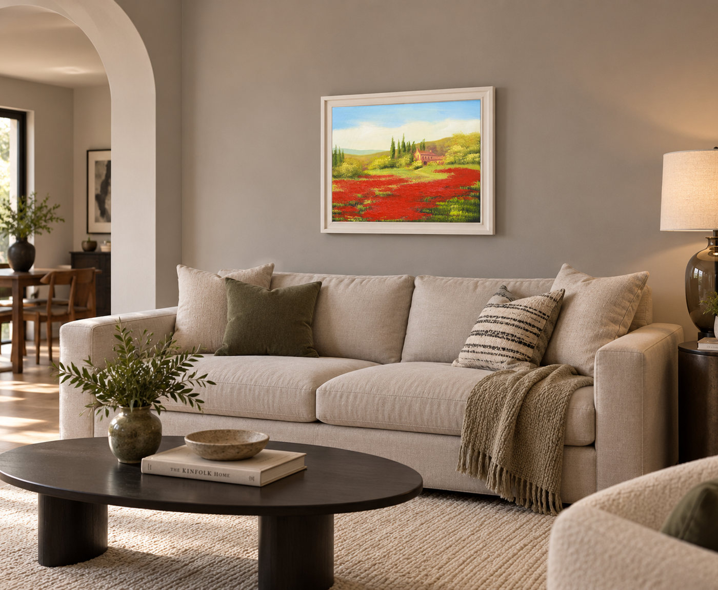 Country House and Cypress Trees Landscape Oil Painting