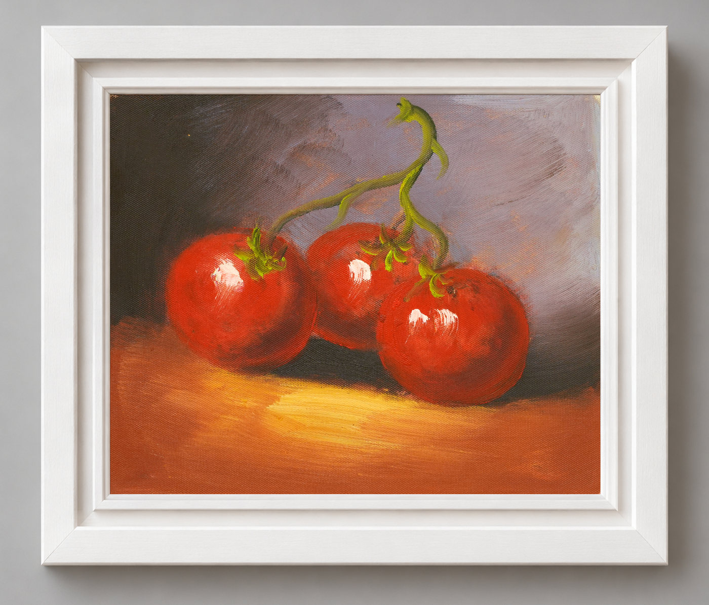 Still Life Oil Painting of Three Red Tomatoes - Frame example