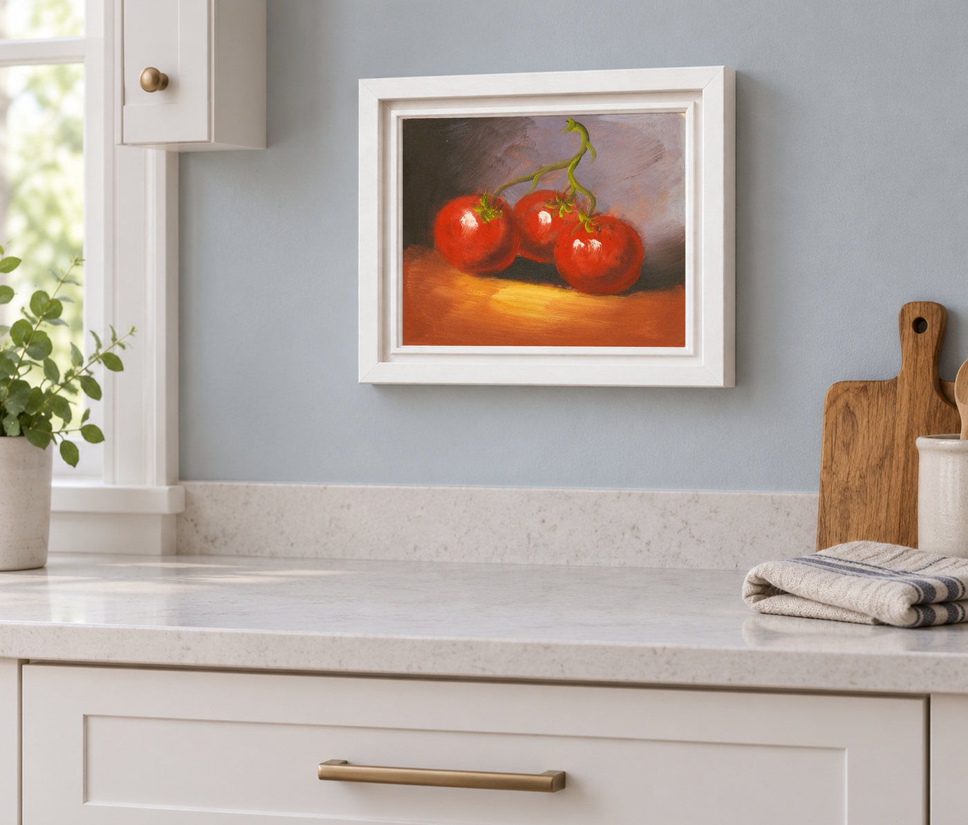 Still Life Oil Painting of Three Red Tomatoes