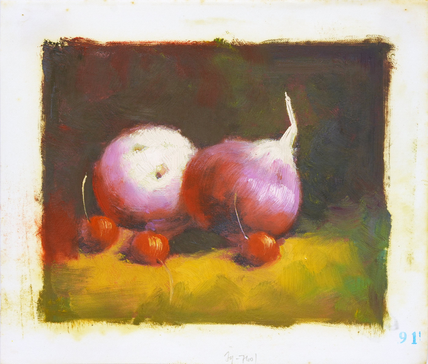 Two Red Onions Still Life Oil Painting