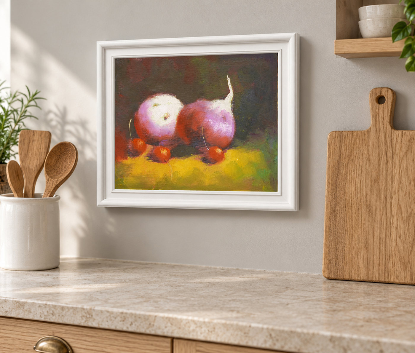 Two Red Onions Still Life Oil Painting