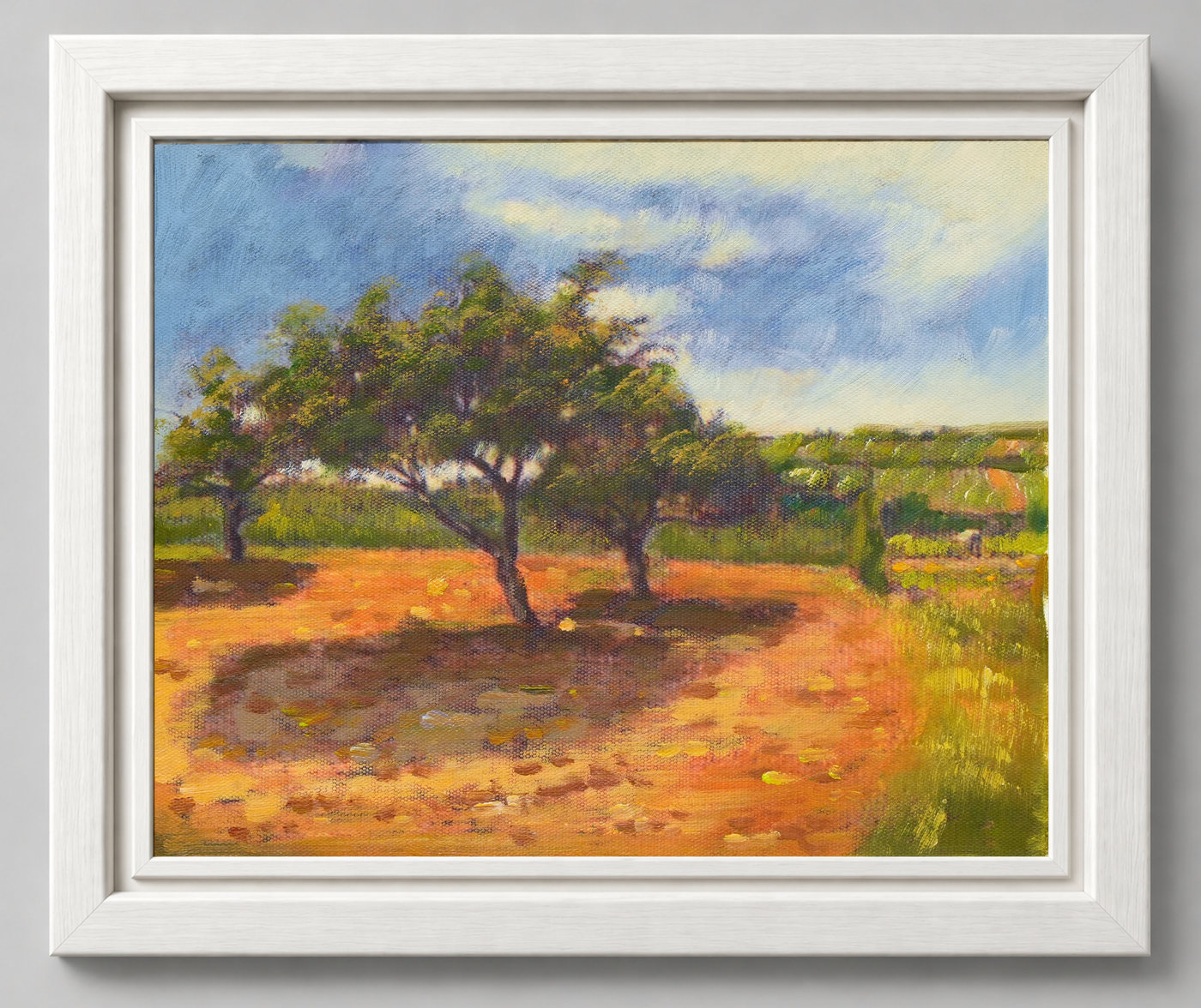 Orchard and Country Track Landscape Oil Painting - Frame example