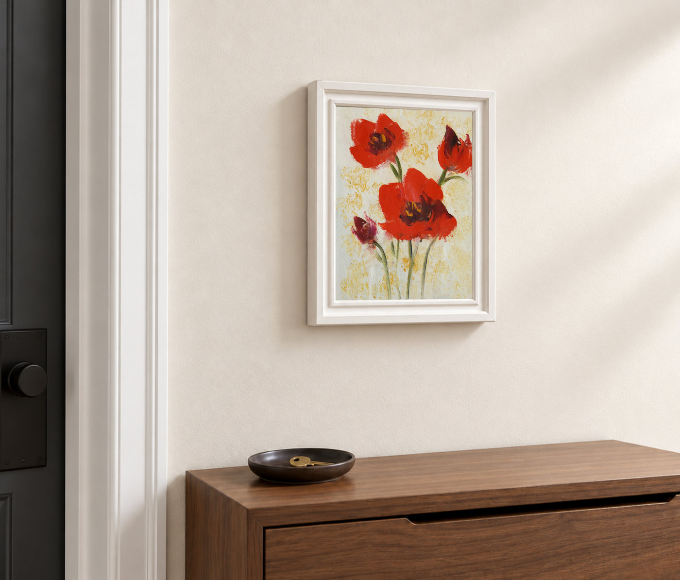 Red Poppy Bouquet Floral Oil Painting