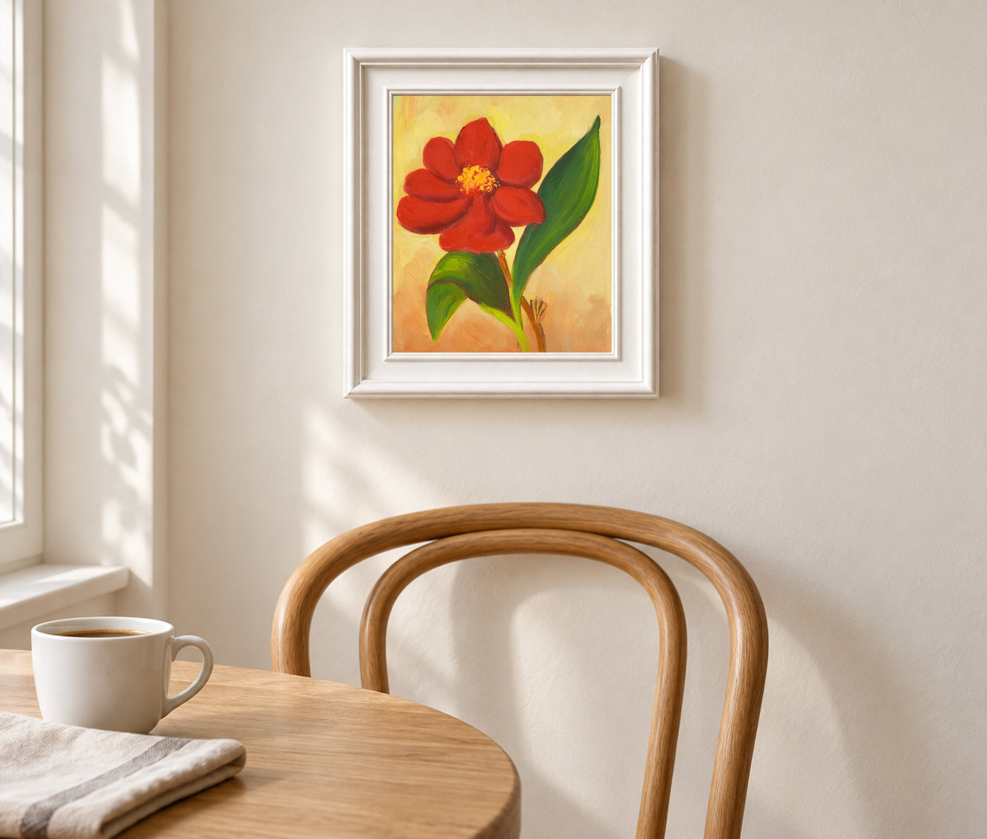 Small Red Flower Botanical Oil Painting