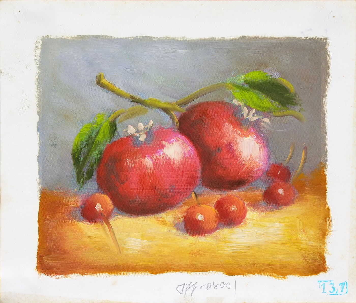 Red Apple Still Life Oil Painting in Soft Light