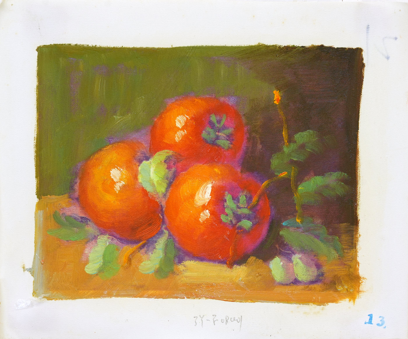 Persimmon Still Life Oil Painting for the Kitchen
