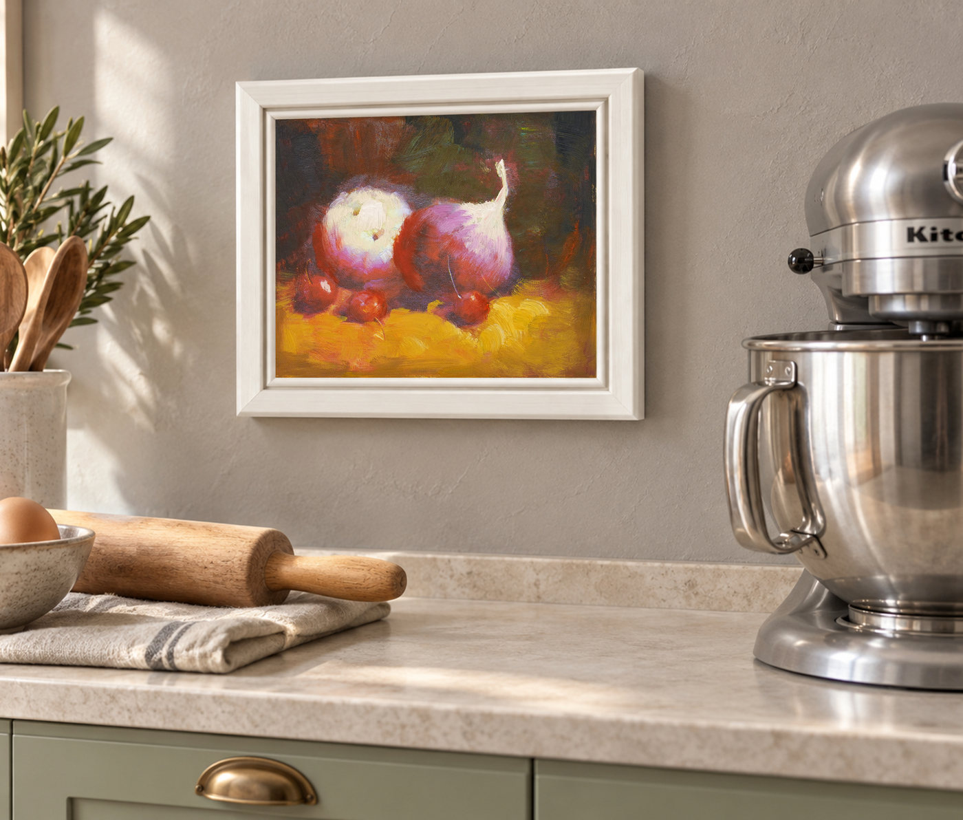 Still Life Oil Painting of Purple Onions