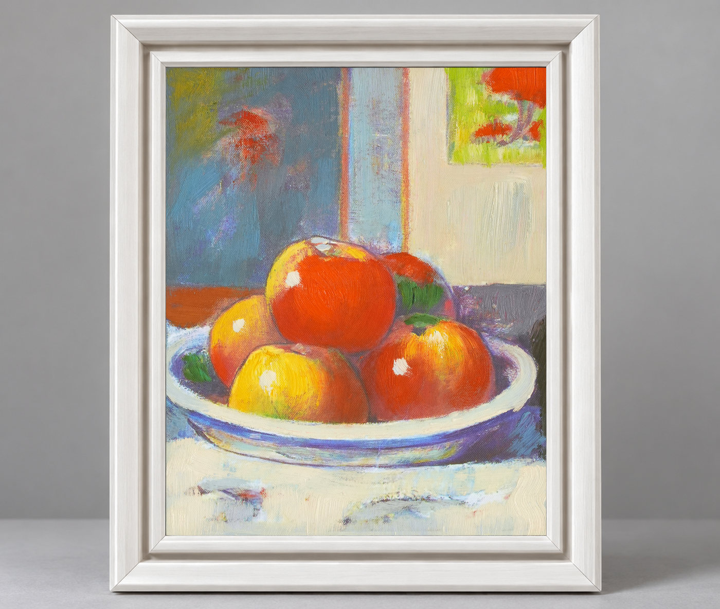 Fruit Still Life Oil Painting by a Blue Window - Frame example