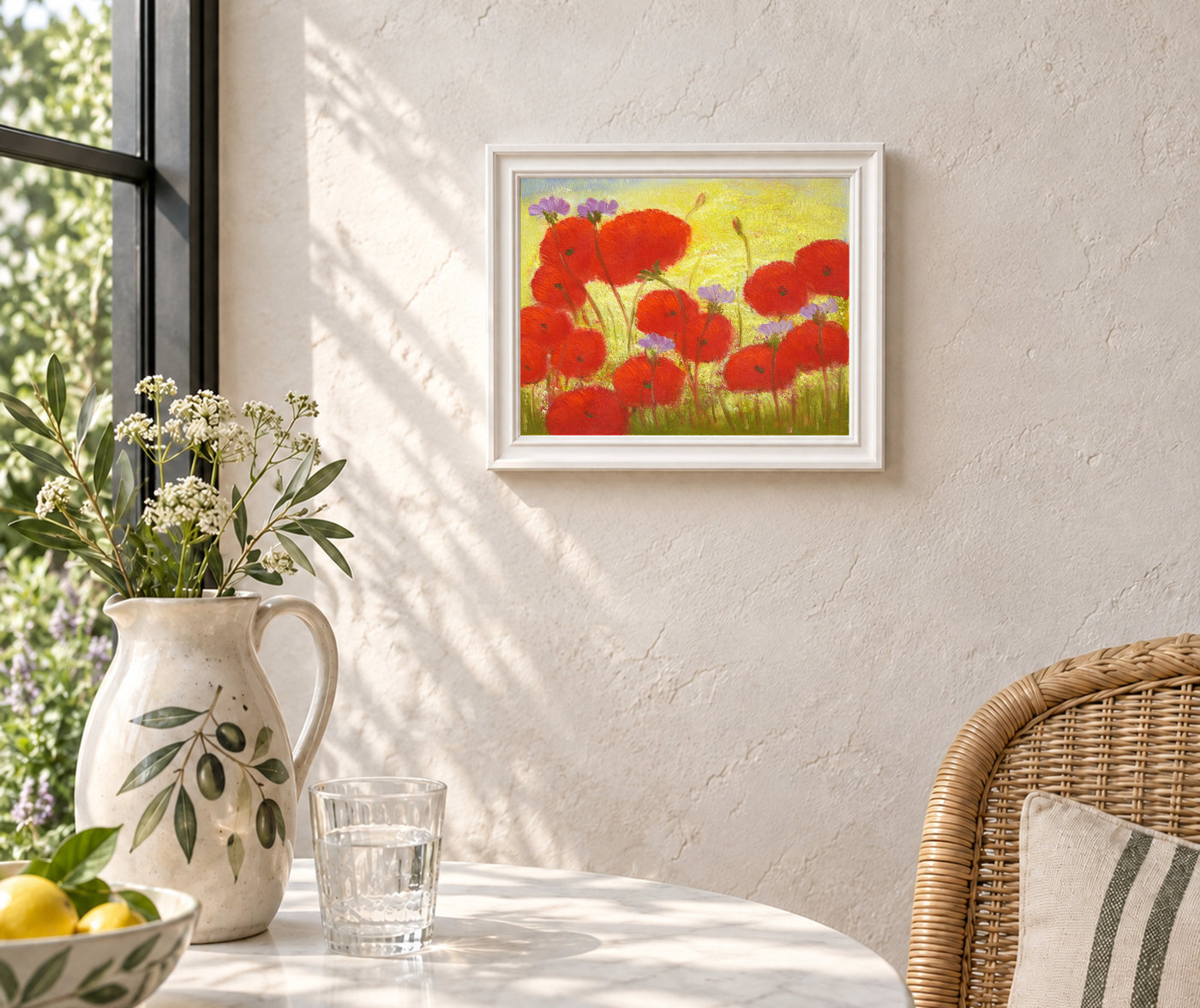 Small Red Poppy Meadow Oil Painting